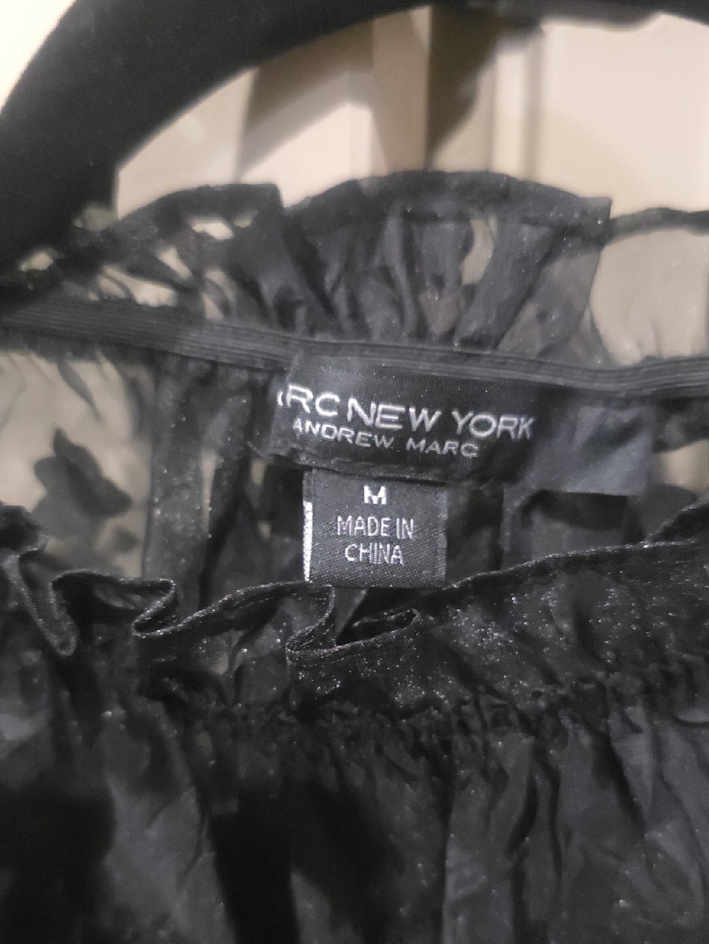 Marc New York Black Sheer Ruffled Blouse